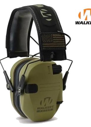 Активні навушники walker's razor slim patriot original з патчами (оливковий)