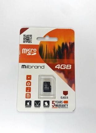 Картка пам'яті microsdhc 4gb mibrand class 6 (micdc6/4gb)