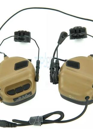 Тактичні навушники earmor m32н coyote з кріпленням