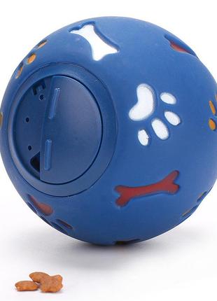 Игрушка-кормушка для животных мячик 11090 7.5 см синяя