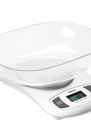 Весы кухонные с чашей sencor sks-4001-wh 5 кг белые