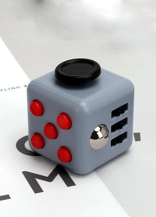Кубик антистрес fidget cube 14121 3.5х3.5х4 см сірий з червоним та чорним