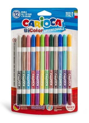 Фломастеры двусторонние для рисования carioca bi-color 42265 24 цвета