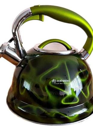 Чайник со свистком edenberg eb-1911-green 3 л зеленый
