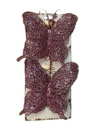 Декор святковий метелики 15см (2шт/уп) m48166 тм stenson