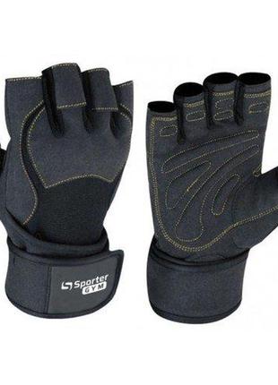 Перчатки для фитнеса sporter mfg-148.4a, black/yellow s