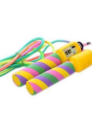 Скакалка мотузка 260см ручка фомовапластик з лічильником жовта ручка ms 3317 тм китай