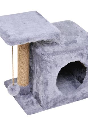 Будиночок-когтеточка кiшчин дом з полицею мілана 43х33х45 см (червона) для кішки сірий (bbx)