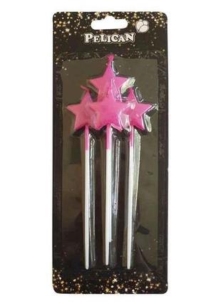 Набір свічок зірочка на палочці (4шт/уп) рожевий 868614 тм pelican