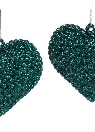 Набір ялинкових прикрас bonadi серце 2 шт 6 см зелений (113-545)