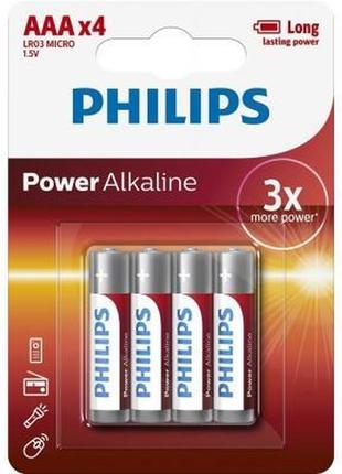 Батарейка philips aaa lr03 power alkaline * 4 (lr03p4b/10)