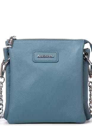 Женская сумка на три отделения из натуральной мягкой кожи alex rai 97006 синяя