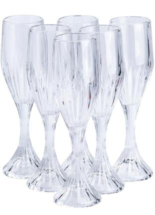 Набір келихів для шампанського 6 шт скляний келих з товстого скла фужер для шампанського `gr`