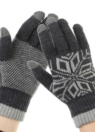 Рукавиці для сенсорних екранів armorstandart touch gloves snowflake з орнаментом light grey (arm59995)