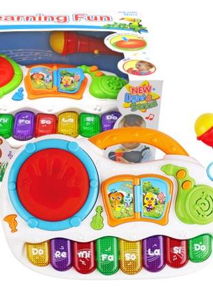 Музыкальная игрушка, детское пианино, пианино с микрофоном,пианино веселые зверьки,пианино интерактивное со св