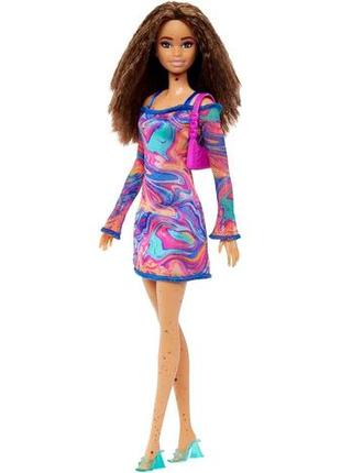 Barbie fashionistas doll #206 w crimped hair hjt03 mattel лялька барбі модниця з веснянками в райдужній сукні