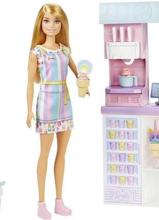 Barbie ice cream shop playset hcn46 mattel барбі лялька магазин крамниця морозива ігровий набір