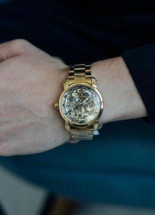 Чоловічі наручні годинники круглі механічні металевий браслет гарантія 6 місяців winner bestseller new