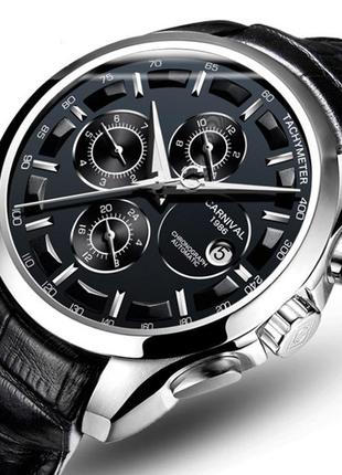 Мужские наручные часы классические механические carnival genius black 8705