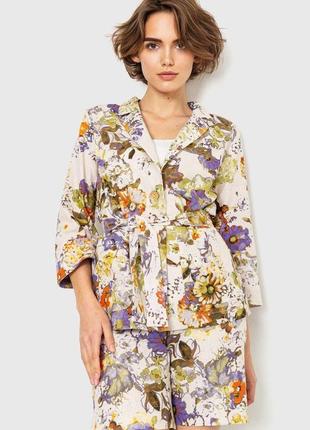 Костюм женский с цветочным принтом, цвет серо-фиолетовый, 115r0451