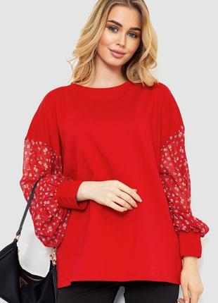 Блуза с шифоновыми рукавами, цвет красный, 244r037