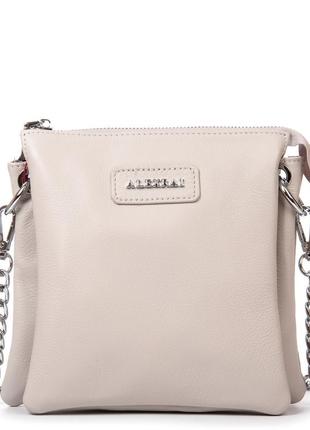 Женская сумка на три отделения из натуральной мягкой кожи alex rai 97006 белая-серая