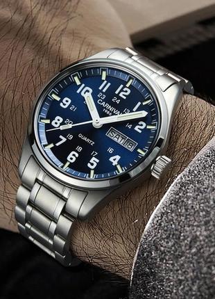 Мужские наручные часы кварцевые с металлическим браслетом гарантия 12 месяцев carnival millenium
