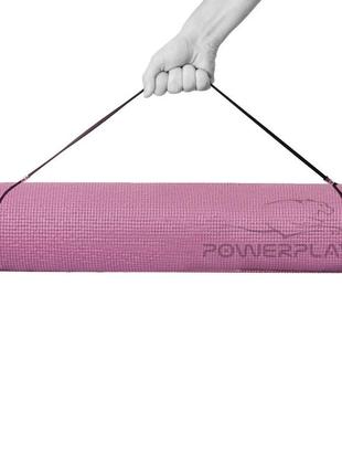 Килимок для йоги та фітнесу powerplay 4010, 173x61x0.6, rose