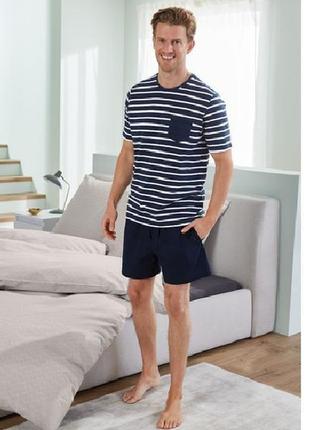 Піжама чоловіча з футболкою у синьо-білу смужку, розмір s, livergy німеччина