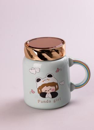 Кухоль керамічний creative show ceramics cup cute girl 420ml кухоль для чаю з кришкою `gr`