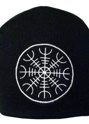 Шапка шлем ужаса (aegishjalmur) черная (вышивка)