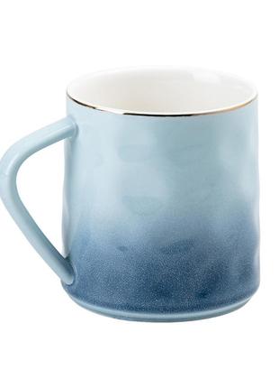 Чашка керамическая 400 мл для чая или кофе синяя `gr`