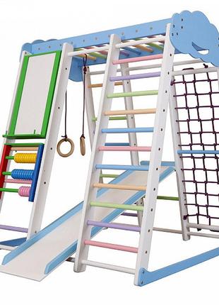 Детский спортивный голубой уголок для дома "акварелька sky" тм sportbaby, размеры 1.5х1.24х1.32м