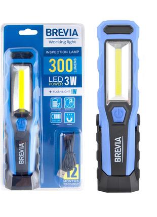 Ліхтар led інспекційний brevia 8smd+1w led 300lm 2000mah+microusb 11320