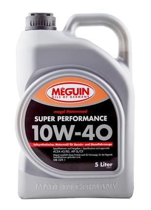 Масло моторное meguin super performance sae 10w-40, 5 l 4365