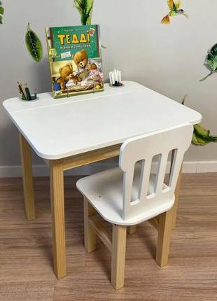 Набор столик с ящиком детский со стульчиком белого цвета для детей (116-130см)