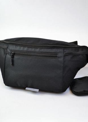Качественная большая сумка – бананка на 8 карманов, мужская женская поясная сумка, черная из ткани