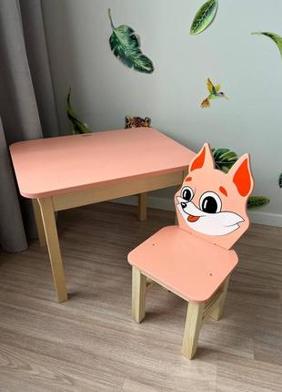 Детский столик и стульчик розовый лисичка ( рост 100-115см )