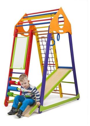 Детский спортивный уголок для дома «bambinowood color plus» тм sportbaby, размеры 1.7х0,85х1.32м