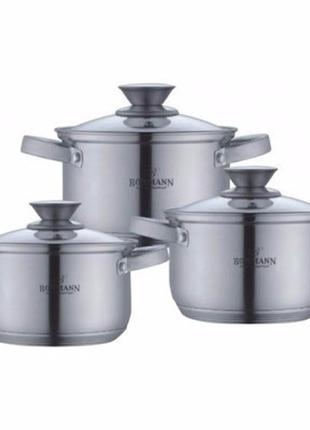 Набір кухонного посуду із нержавіючої сталі 6 предметів bohmann bh-0516