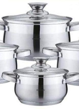 Набір кухонного посуду із нержавіючої сталі 8 предметів bohmann bh-0716