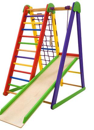 Детский спортивный деревянный уголок «kind-start-3»тм sportbaby, размеры 1.3х1х0.8м
