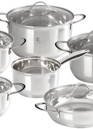 Набір кухонного посуду berlinger haus silver jewellery collection bh-6661 12 предметів