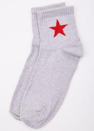 Жіночі шкарпетки, світло-сірого кольору з принтом, 167r404