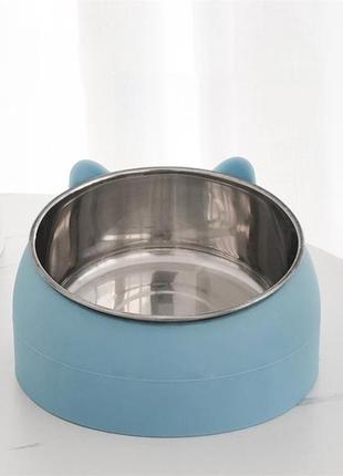 Миска для животных котов и собак semi с наклоном 15°, 16 см диаметр плоскости, blue