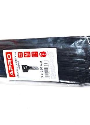 Хомут пластиковий apro 3x250мм чорний (100шт) ct-b3250