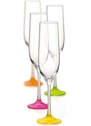Набор бокалов для шампанского 190 мл 4 шт neon frozen bohemia 40729/190s/d4896