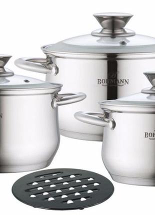 Набор кухонной посуды из нержавеющей стали 7 предметов bohmann bh-0113