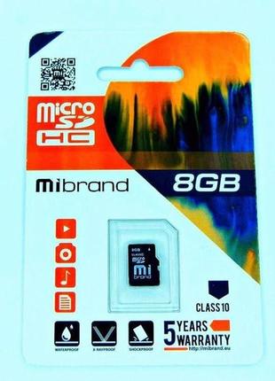 Картка пам'яті microsdhc 8 gb mibrand class 10 (micdhc10/8gb)