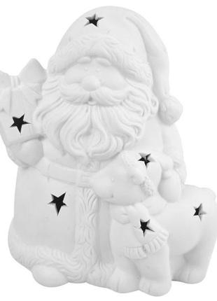Фигурка декоративная с подсветкой lefard дед мороз с оленем 919-263 16 см белая